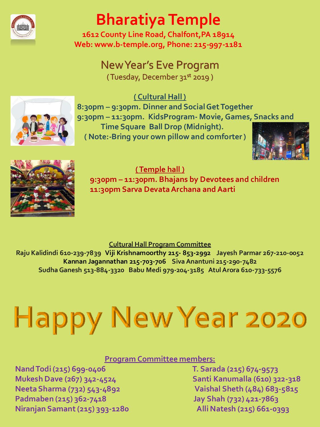 New Year's Eve ProgramDec-31st - Bharatiya Temple Bharatiya Temple